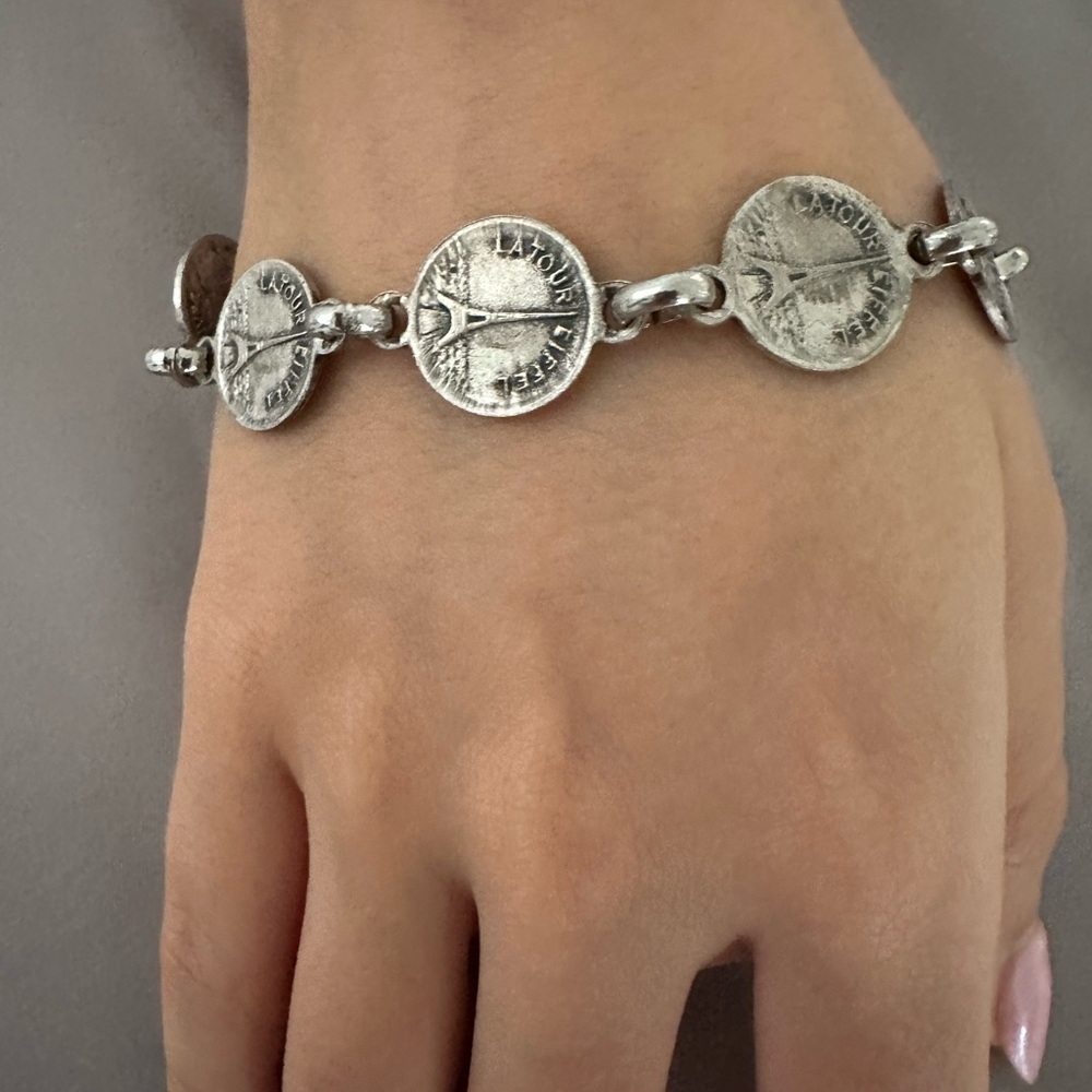 Vintage Style 925 sterling silver Silver Coin made in france Bracelet​